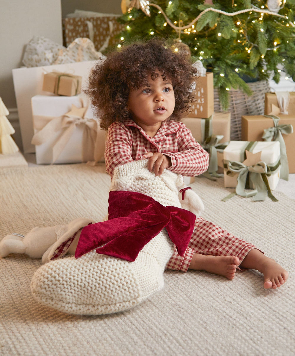 Mamas &amp; Papas Stockings Velvet Bow Christmas Stocking