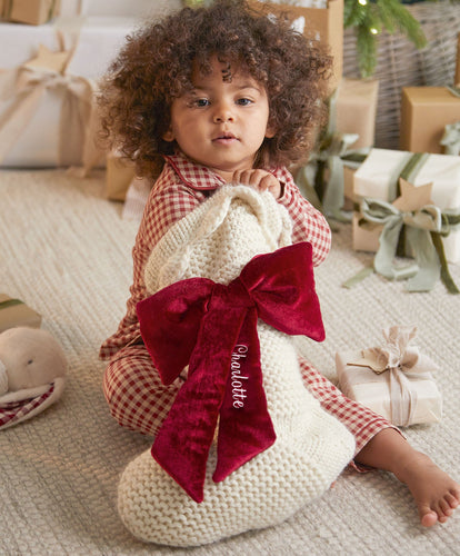 Mamas & Papas Stockings Velvet Bow Christmas Stocking
