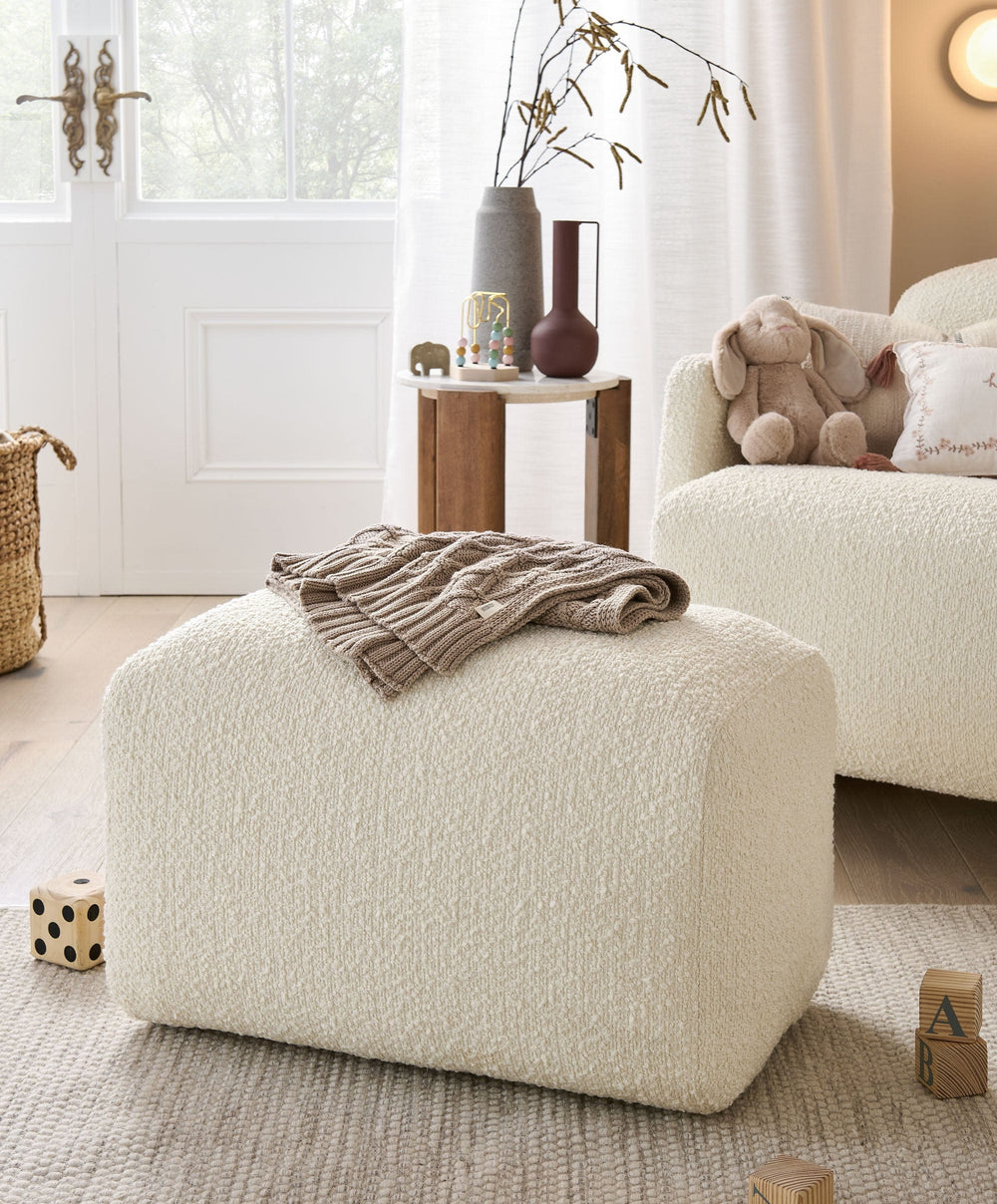 Mamas &amp; Papas Stools Royton Footstool - Oyster Chenille Boucle
