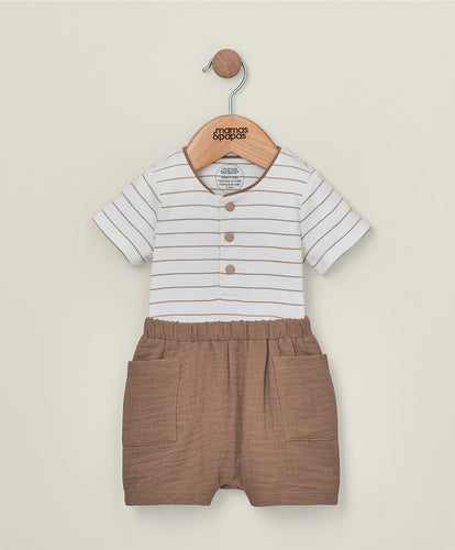 Mamas & Papas Stripe Bodysuit & Short Outfit Set