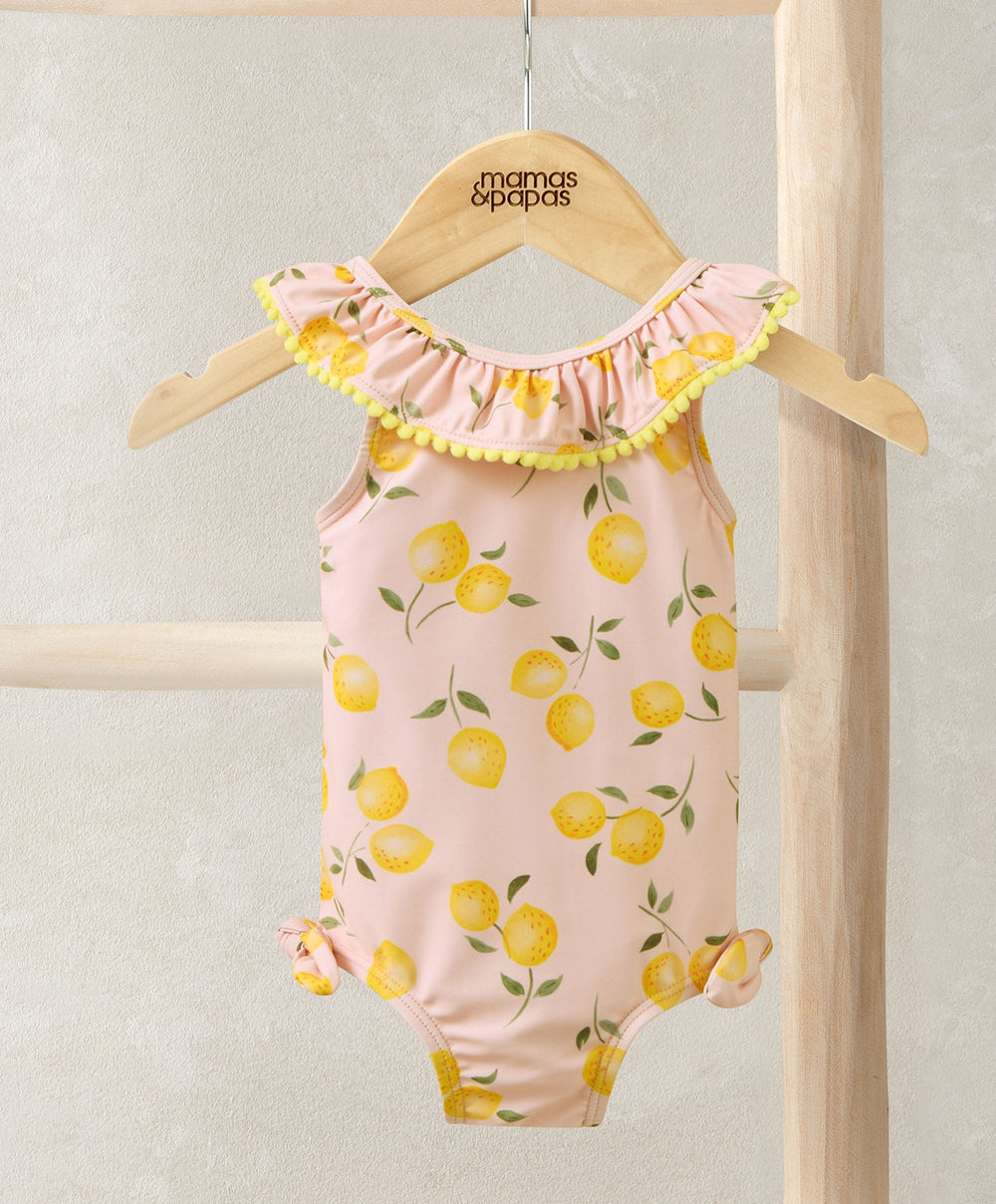 Mamas &amp; Papas Swimwear Lemon Print Frill Swimsuit