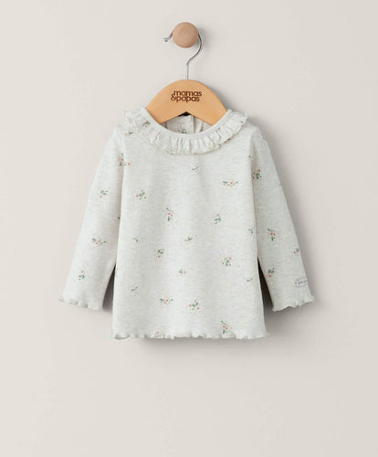 Mamas & Papas Tops & Shirts Ditsy Print Long Sleeved T-Shirt - Oatmeal