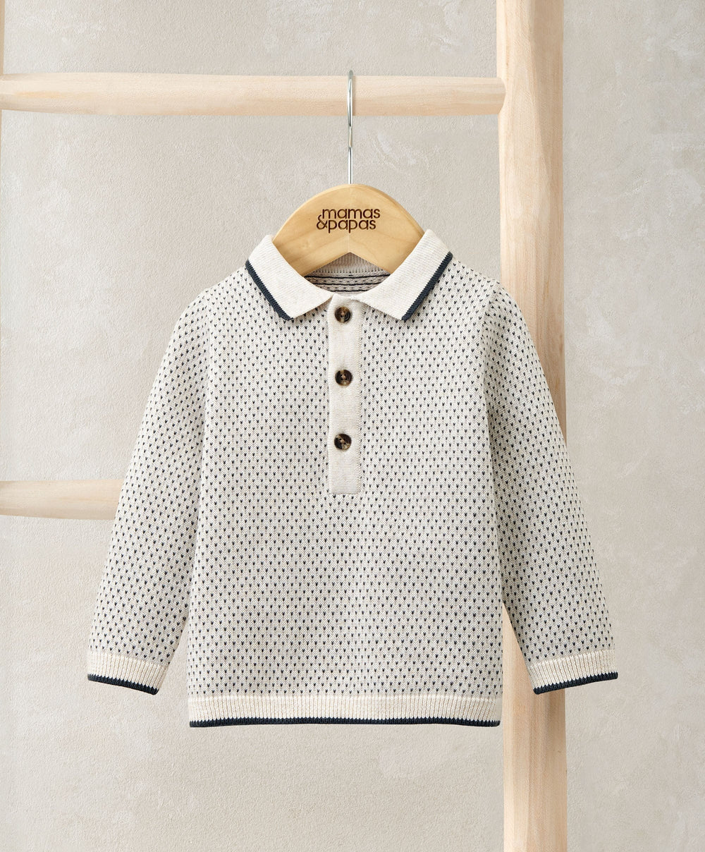 Mamas &amp; Papas Tops &amp; Shirts Knitted Polo Top - Cream