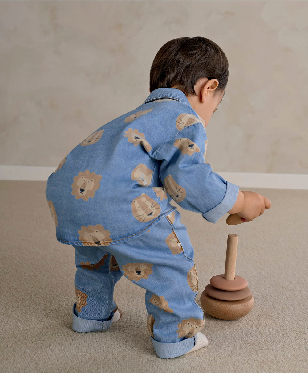 Mamas &amp; Papas Tops &amp; Shirts Lion Print Denim Shirt