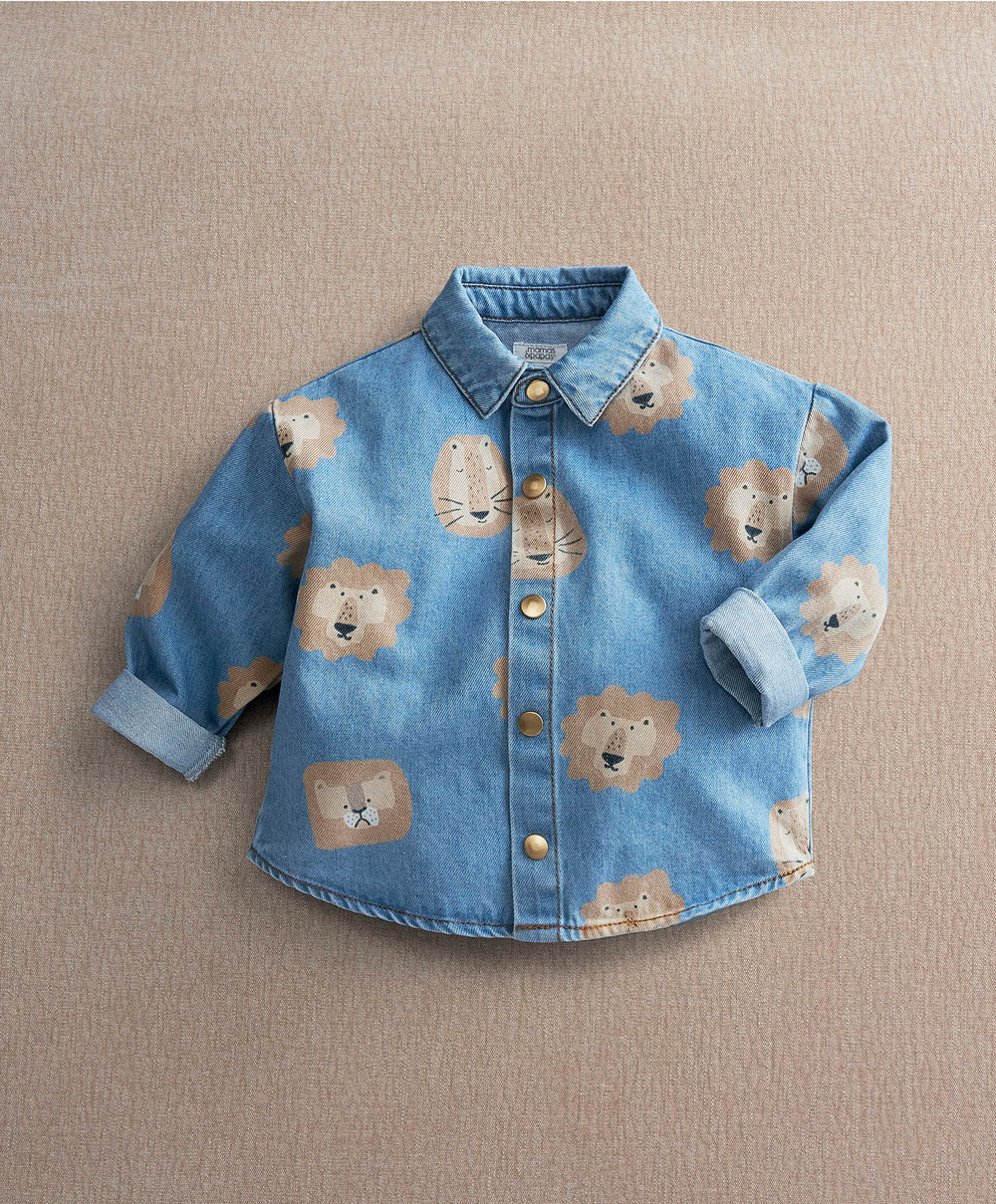 Mamas &amp; Papas Tops &amp; Shirts Lion Print Denim Shirt