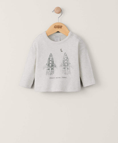 Mamas & Papas Tops & Shirts Rocket Long Sleeved T-Shirt - Cream