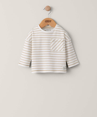 Mamas & Papas Tops & Shirts Striped Long Sleeved T Shirt - Cream