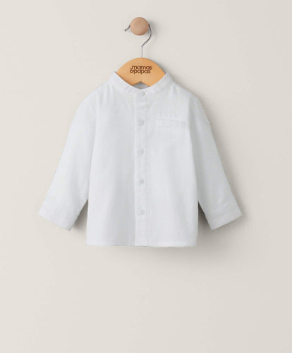 Mamas & Papas Tops & Shirts Twill Longsleeved Shirt - White