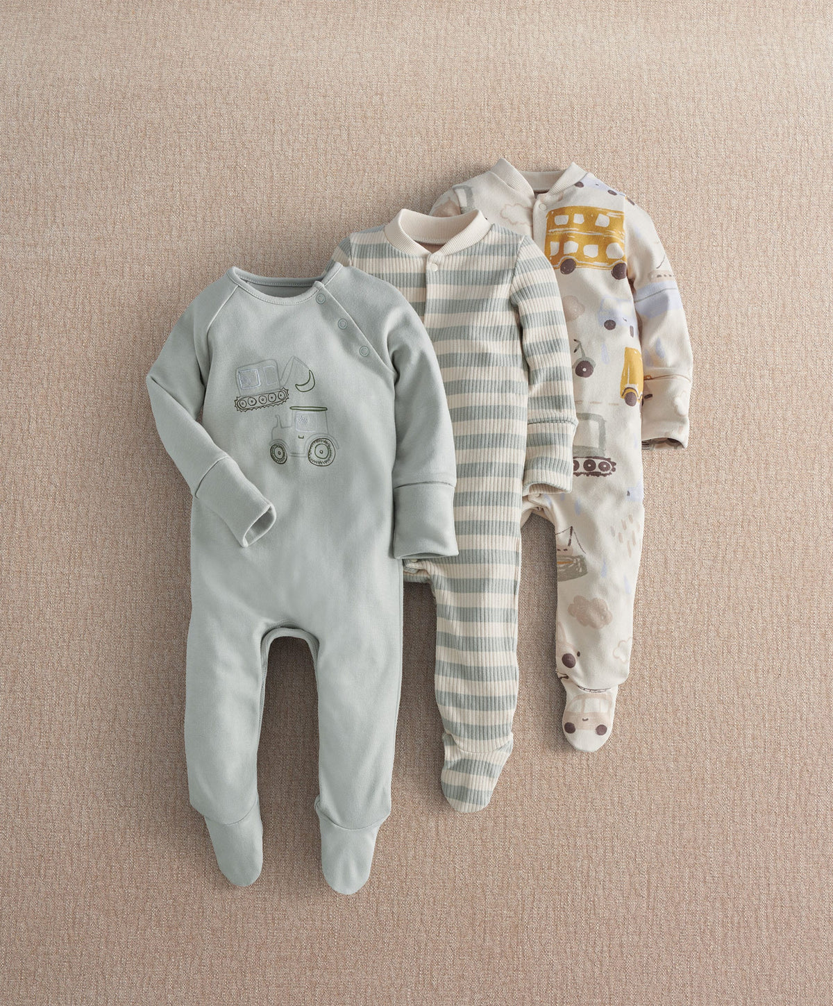 Mamas & Papas Transport Sleepsuits (Pack of 3)