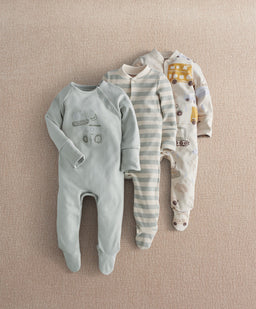 Mamas & Papas Transport Sleepsuits (Pack of 3)