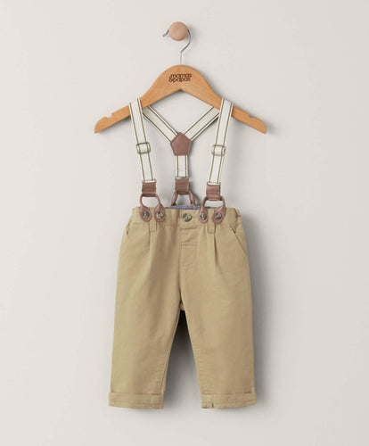 Mamas & Papas Trousers & Leggings Braced Chinos - Camel Brown