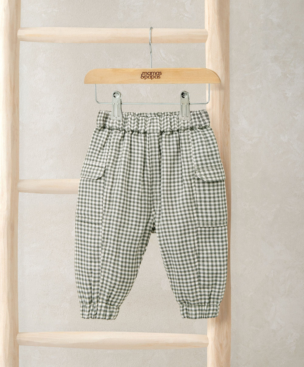 Mamas &amp; Papas Trousers &amp; Leggings Check Pattern Joggers - Green