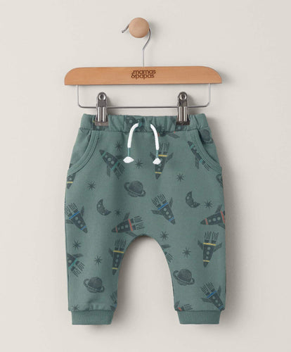 Mamas & Papas Trousers & Leggings Rocket Print Joggers - Green