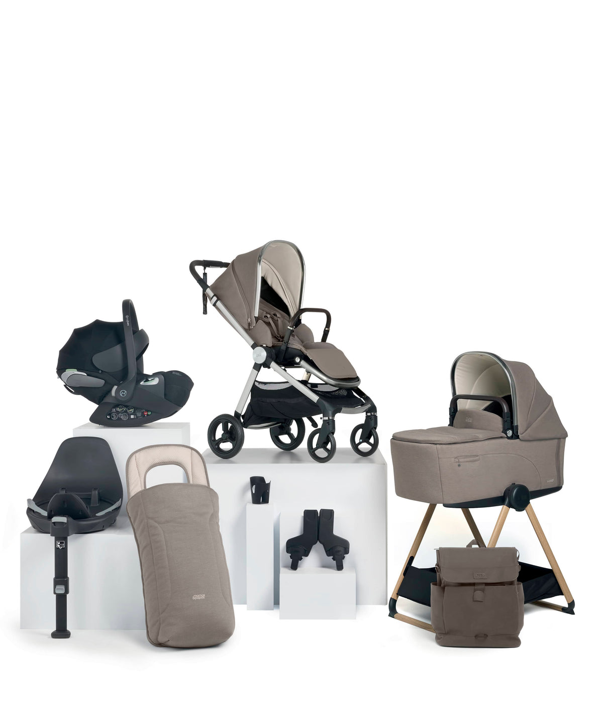 Mamas & Papas Vardo Complete Pushchair Bundle with Cybex Cloud T i-Size Rotating Baby Car Seat & Base (9 Pieces) - Heritage
