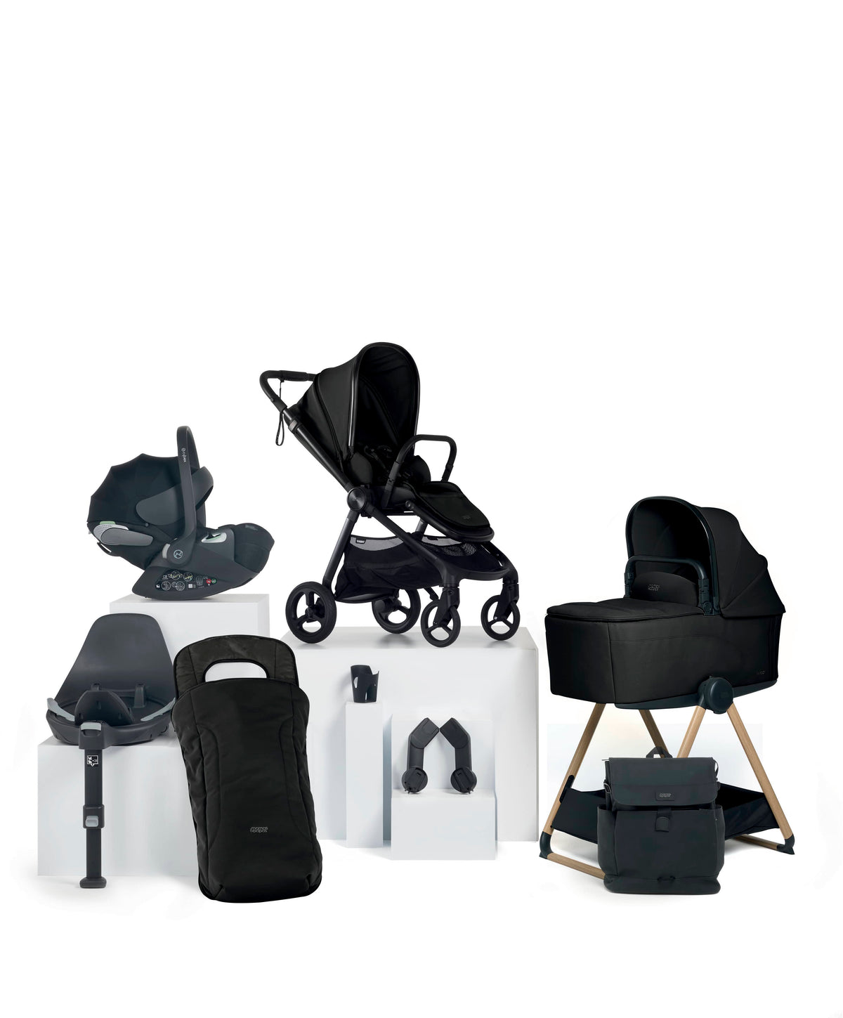Mamas & Papas Vardo Complete Pushchair Bundle with Cybex Cloud T i-Size Rotating Baby Car Seat & Base (9 Pieces) - Noir