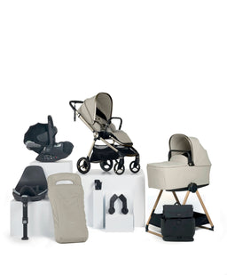 Mamas & Papas Vardo Complete Pushchair Bundle with Cybex Cloud T+ i-Size Rotating Baby Car Seat & Base (9 Pieces) - Shell