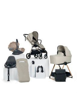 Mamas & Papas Vardo Complete Pushchair Bundle with Cybex Cloud T i-Size Rotating Baby Car Seat & Base (9 Pieces) - Shell/Cozy Beige