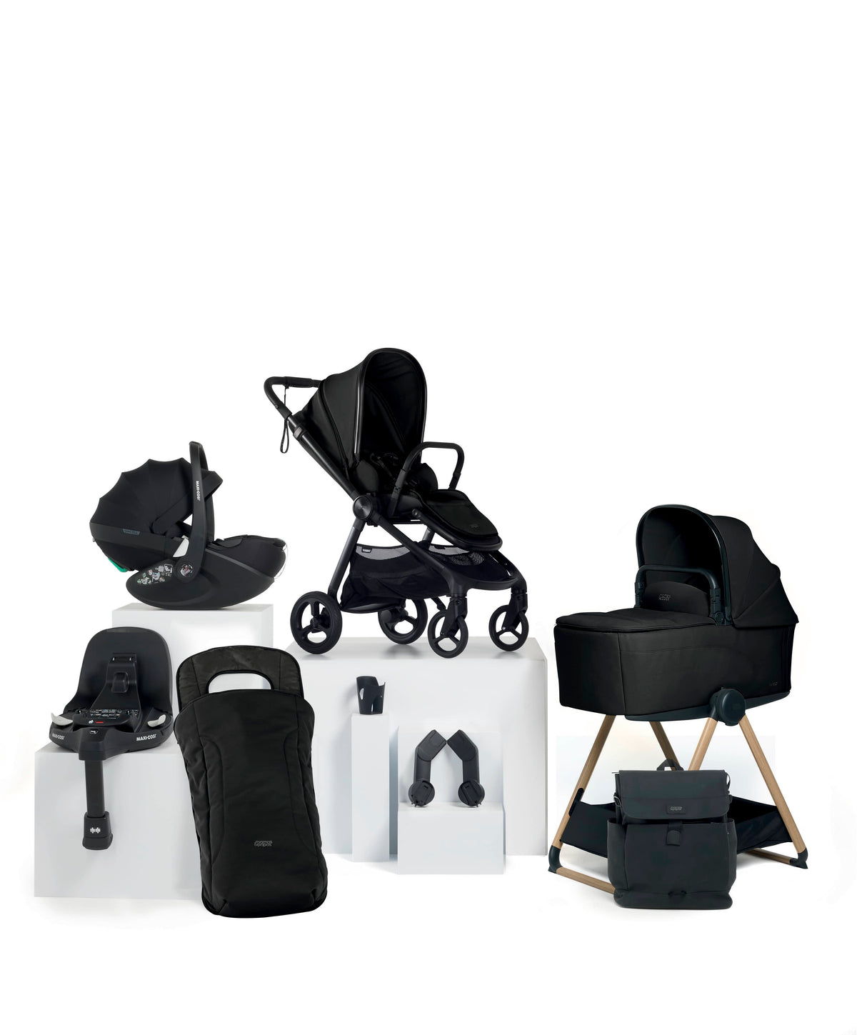 Mamas & Papas Vardo Complete Pushchair Bundle with Maxi-Cosi Pebble 360 Pro² Car Seat & Base (9 Pieces) - Noir