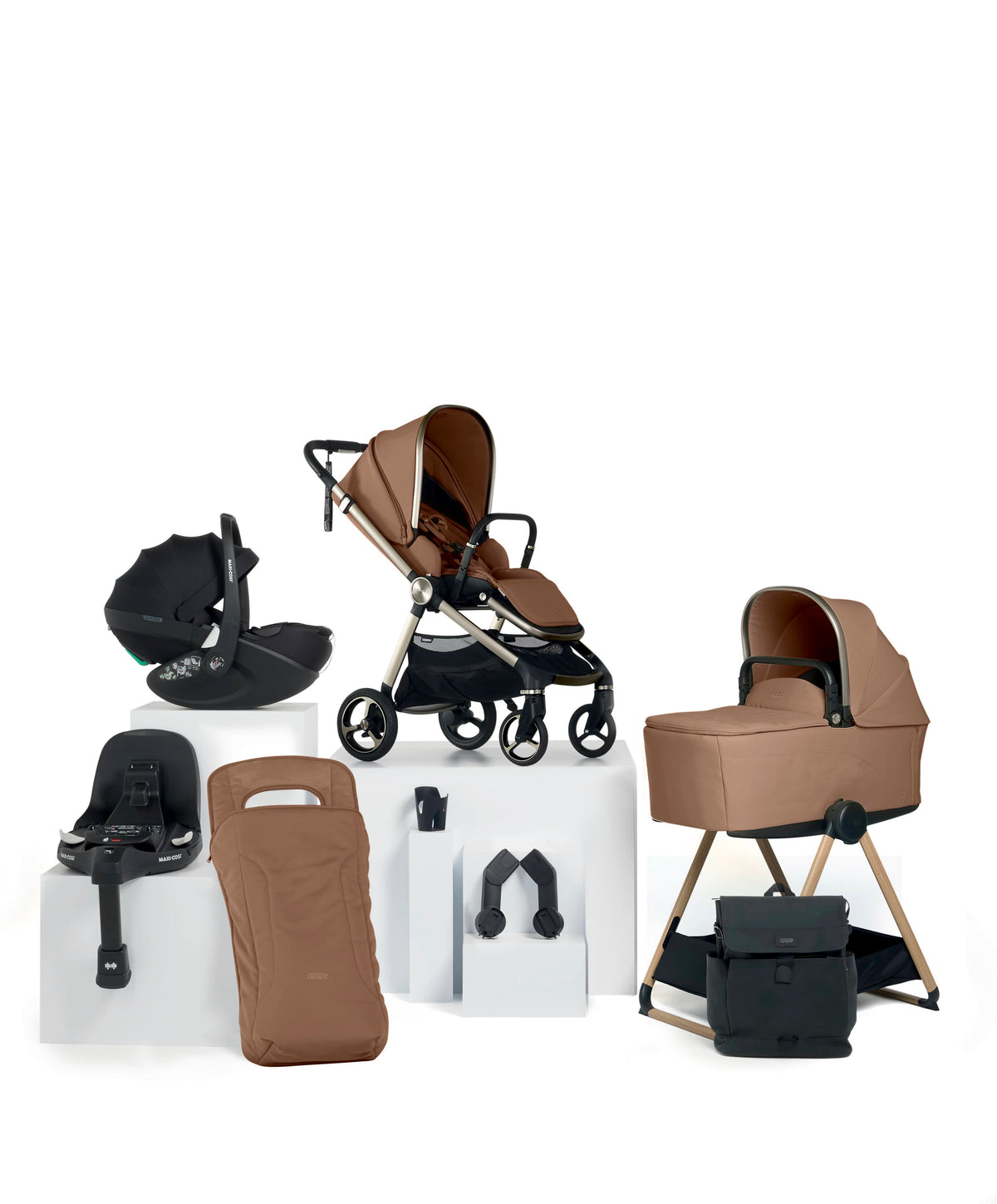 Mamas & Papas Vardo Complete Pushchair Bundle with Maxi-Cosi Pebble 360 Pro² Car Seat & Base (9 Pieces) - Nutmeg