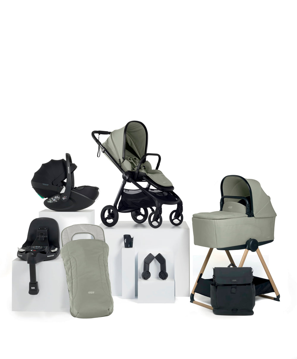 Mamas &amp; Papas Vardo Complete Pushchair Bundle with Maxi-Cosi Pebble 360 Pro² Car Seat &amp; Base (9 Pieces) - Sage