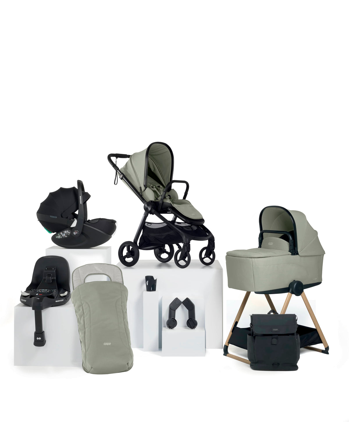 Mamas & Papas Vardo Complete Pushchair Bundle with Maxi-Cosi Pebble 360 Pro² Car Seat & Base (9 Pieces) - Sage