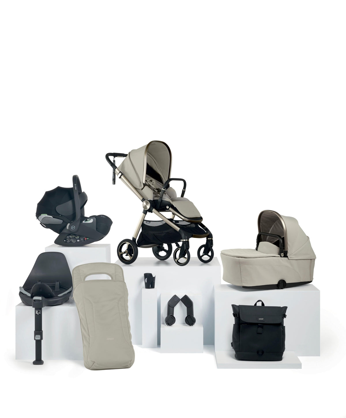Mamas & Papas Vardo Pushchair Bundle with Cybex Cloud T Car Seat (8 Pieces) - Shell/Sepia Black
