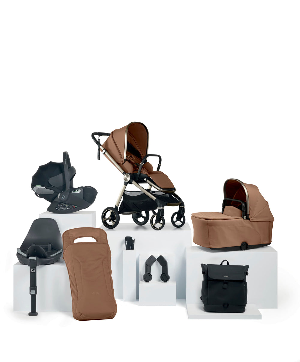 Mamas &amp; Papas Vardo Pushchair Bundle with Cybex Cloud T+ Car Seat &amp; Base (8 Pieces) - Nutmeg