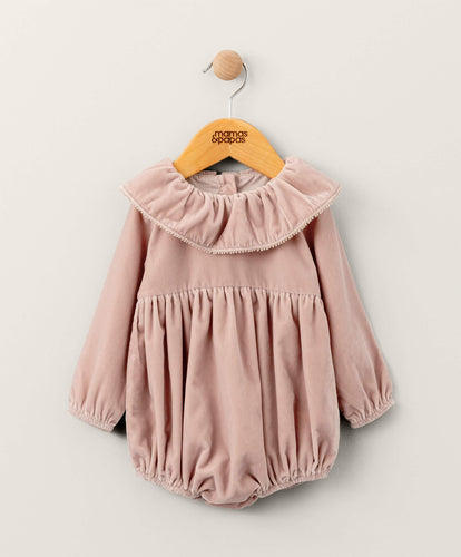 Mamas & Papas Velvet Romper - Pink