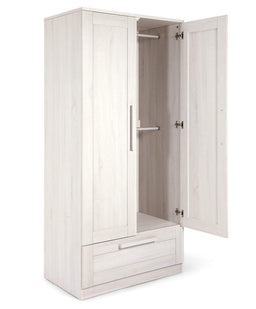 Mamas & Papas Wardrobes Atlas 2 Door Nursery Wardrobe with Storage Drawer - Nimbus White