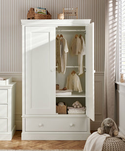 Mamas & Papas Wardrobes Oxford Nursery Wardrobe with Storage Drawer - White