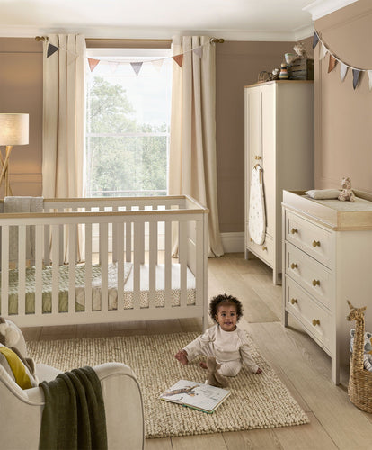 Mamas & Papas Wedmore 3 Piece Cotbed Range with Dresser Changer & Wardrobe - Cashmere