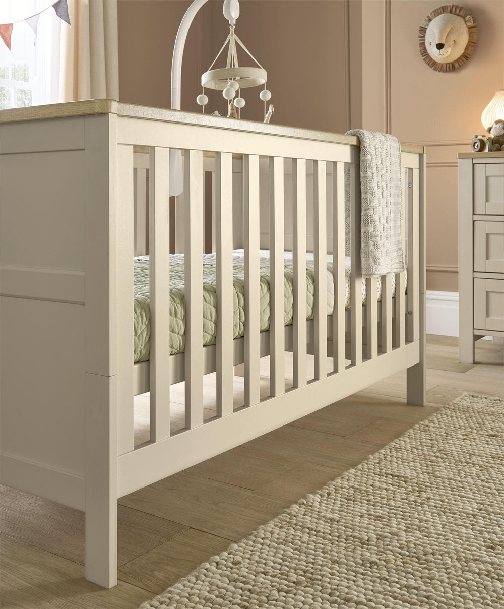 Mamas &amp; Papas Wedmore 3 Piece Cotbed Range with Premium Dual Core Cotbed Mattress - Cashmere