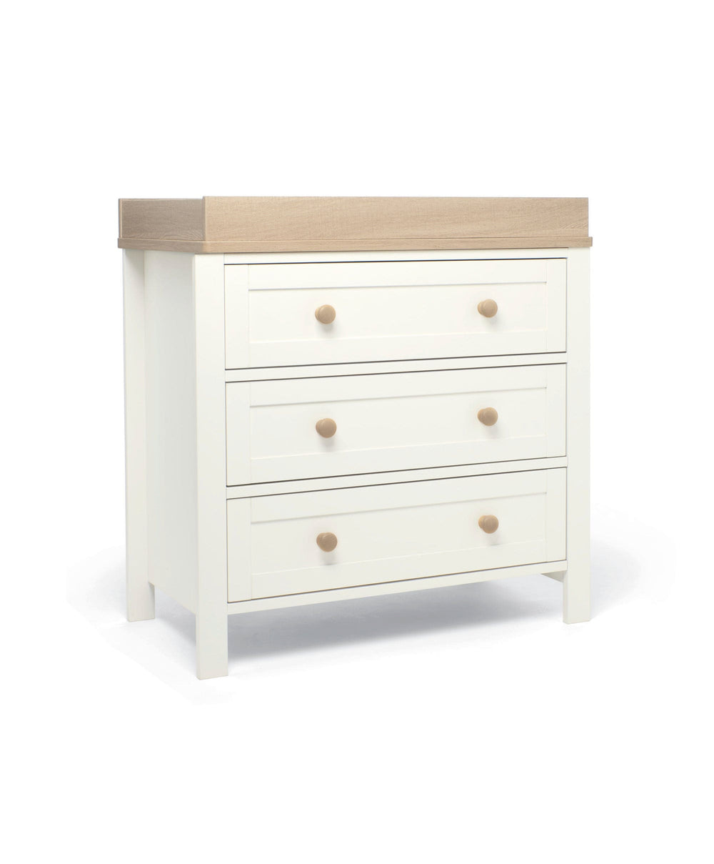 Mamas &amp; Papas Wedmore 3 Piece Small Cotbed Range with Dresser Changer &amp; Wardrobe - White/Oak