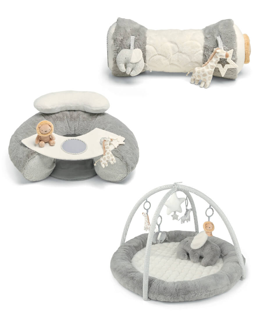 Mamas & Papas Welcome to the World Elephant Playmat Bundle - Grey