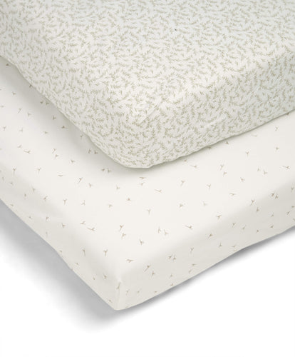 Mamas & Papas Welcome to the World Seedling Cotbed Fitted Sheets (2 pack) - Seed/Leaf
