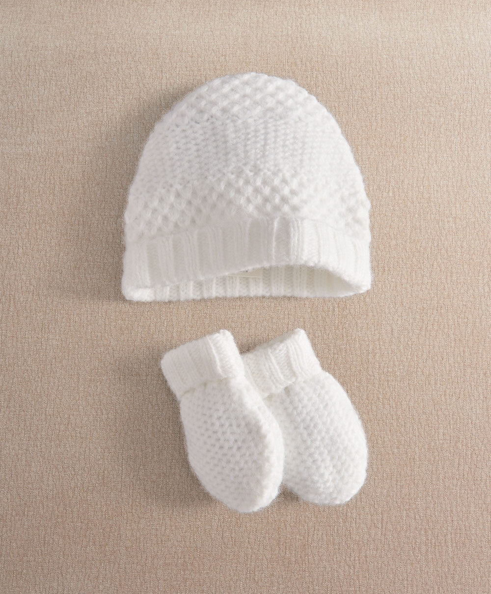 Mamas &amp; Papas White Knitted Hats &amp; Mitts