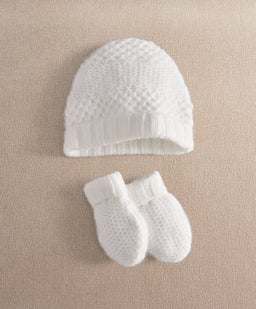 Mamas & Papas White Knitted Hats & Mitts