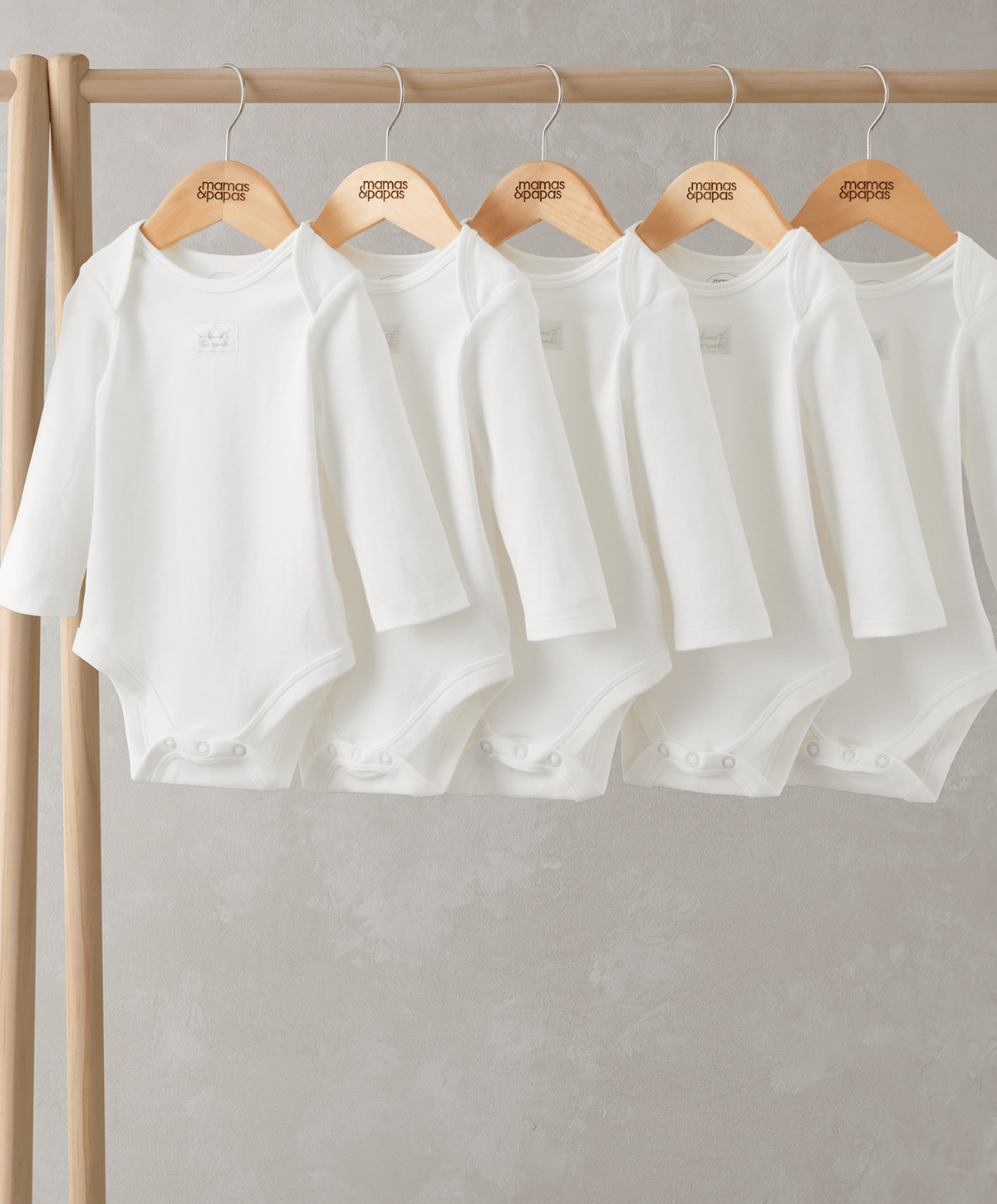 Mamas & Papas White Longsleeved Bodysuits (5 Pack)