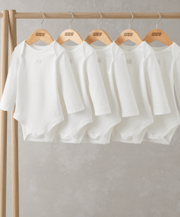 Mamas & Papas White Longsleeved Bodysuits (5 Pack)