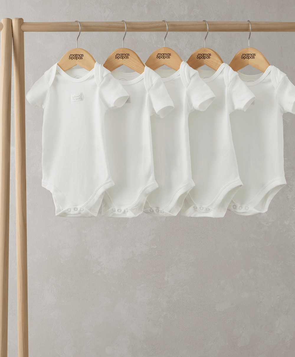 Mamas &amp; Papas White Shortsleeved Bodysuits (5 Pack)