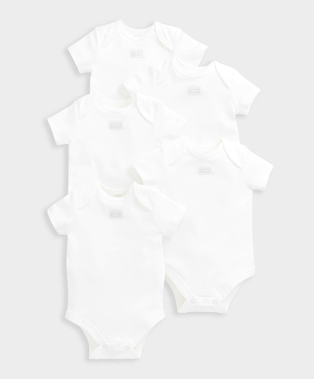 Mamas &amp; Papas White Shortsleeved Bodysuits (5 Pack)
