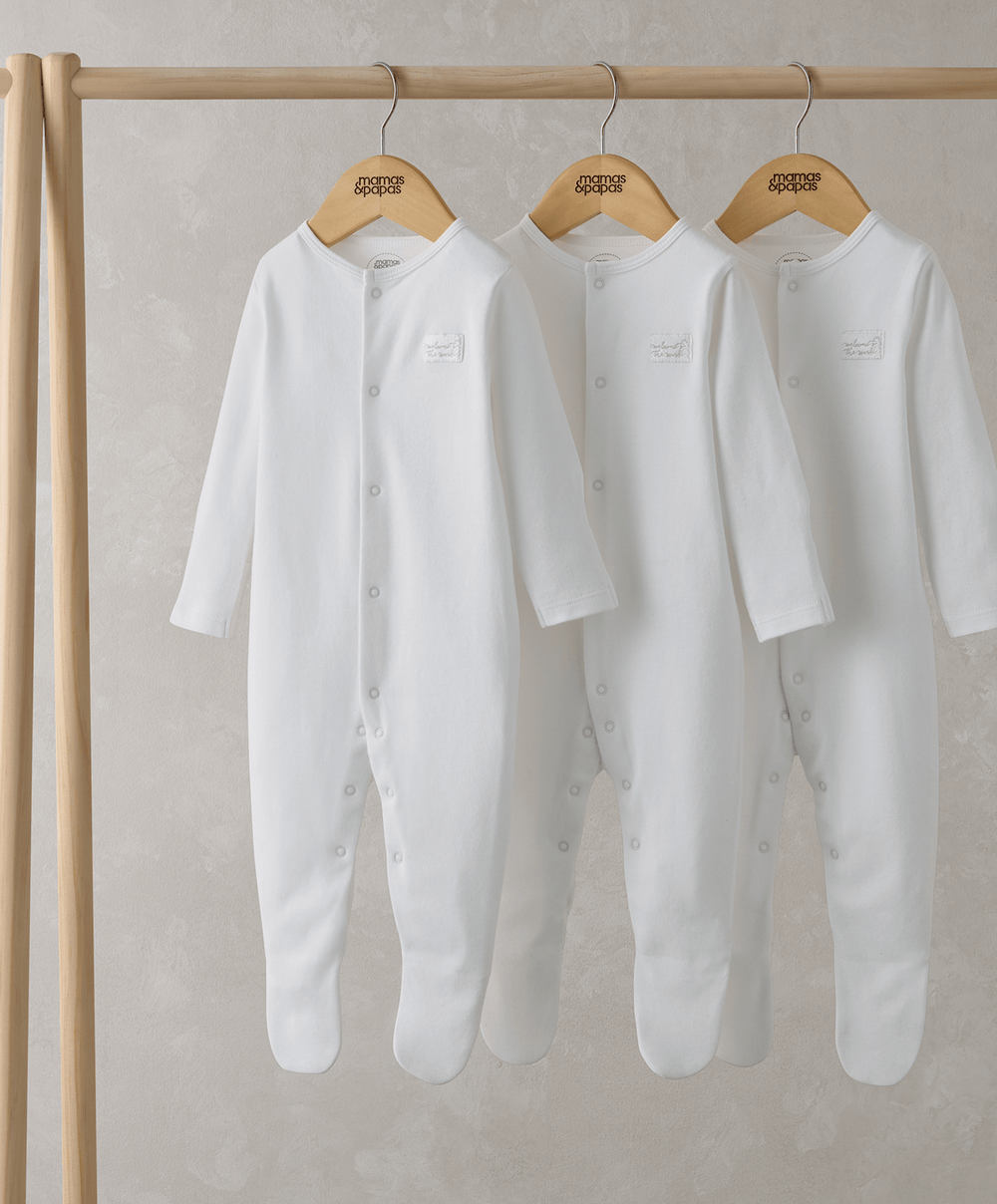 Mamas &amp; Papas White Sleepsuits (Pack of 3)
