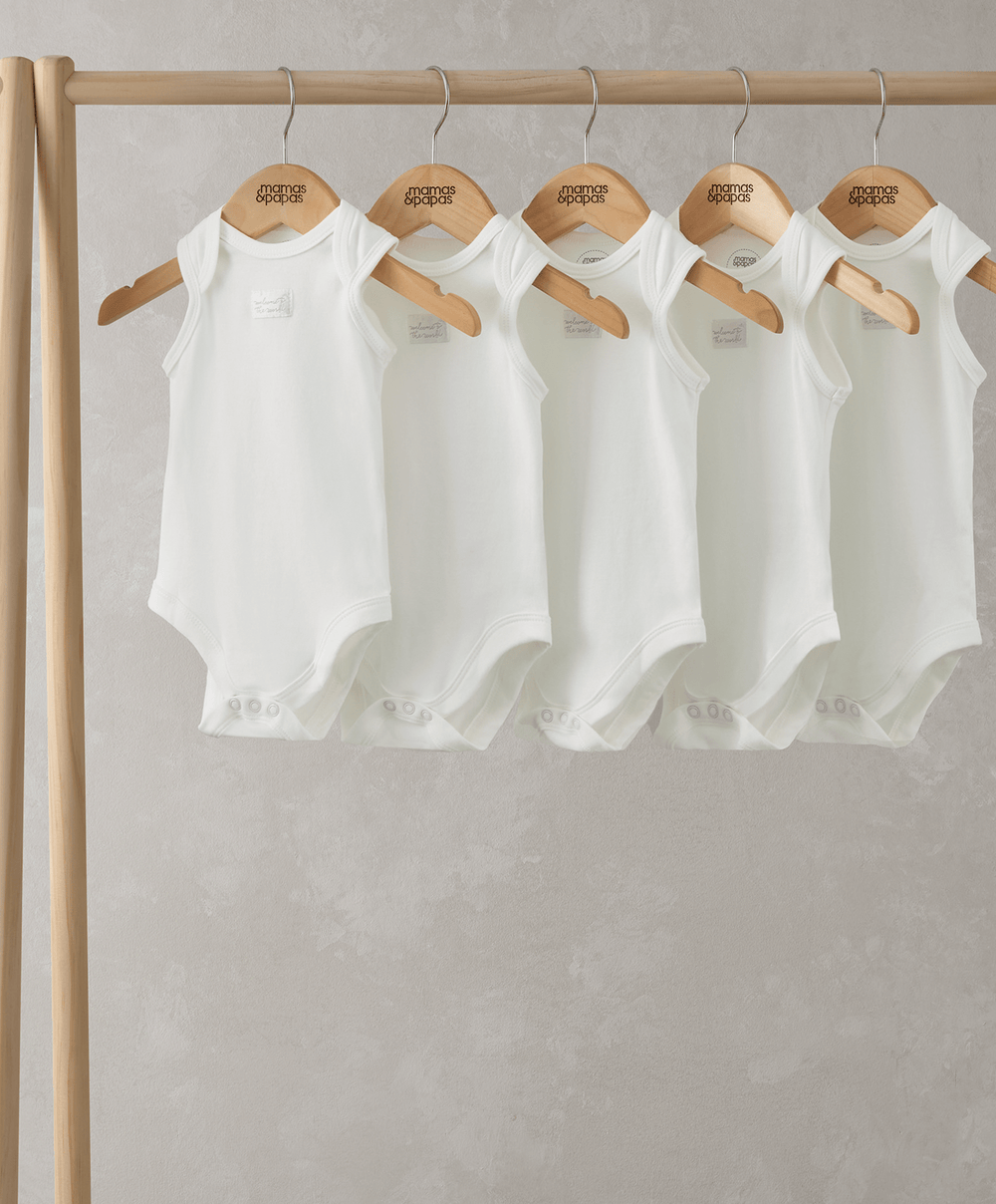 Mamas &amp; Papas White Sleeveless Bodysuits (5 Pack)