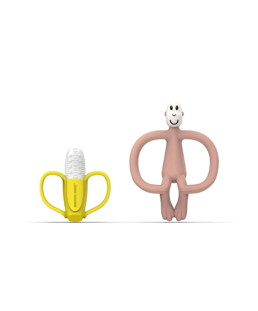 Matchstick Monkey Teethers Matchstick monkey Monkey &amp; Banana Teething set - pink