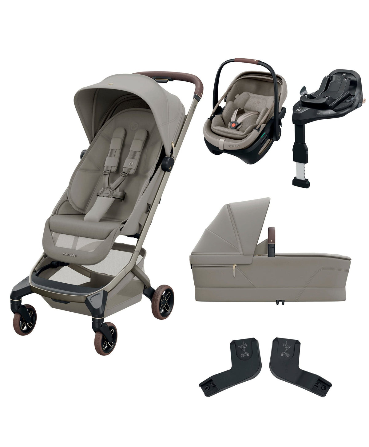Maxi Cosi Maxi-Cosi Fame Cabin Pushchair Bundle with Maxi-Cosi Coral Slide Pro Car Seat & Base (4 Pieces) - Sapphire Sand