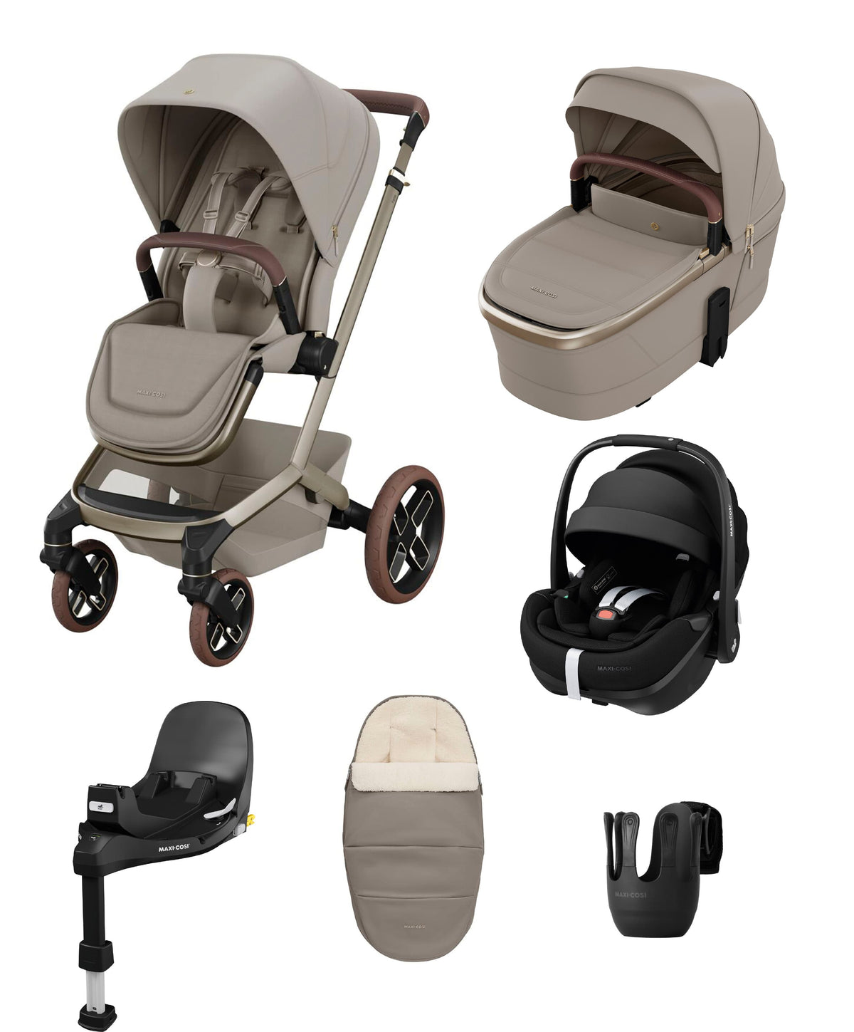 Maxi Cosi Maxi-Cosi Fame Pushchair & Carrycot with Maxi-Cosi Pebble 360 Pro² Car Seat & Base - Sapphire Sand