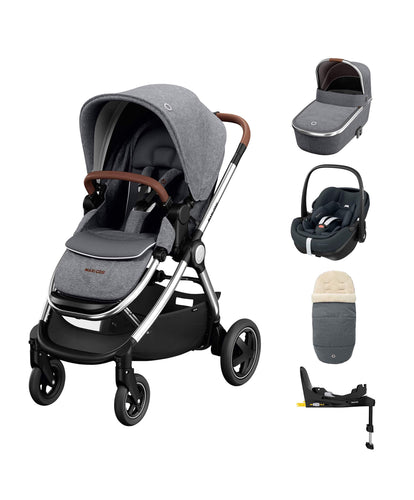 Maxi Cosi Pushchairs Maxi-Cosi Adorra² Luxe Pushchair Bundle with Pebble 360 Pro (5 pieces) - Twillic Grey