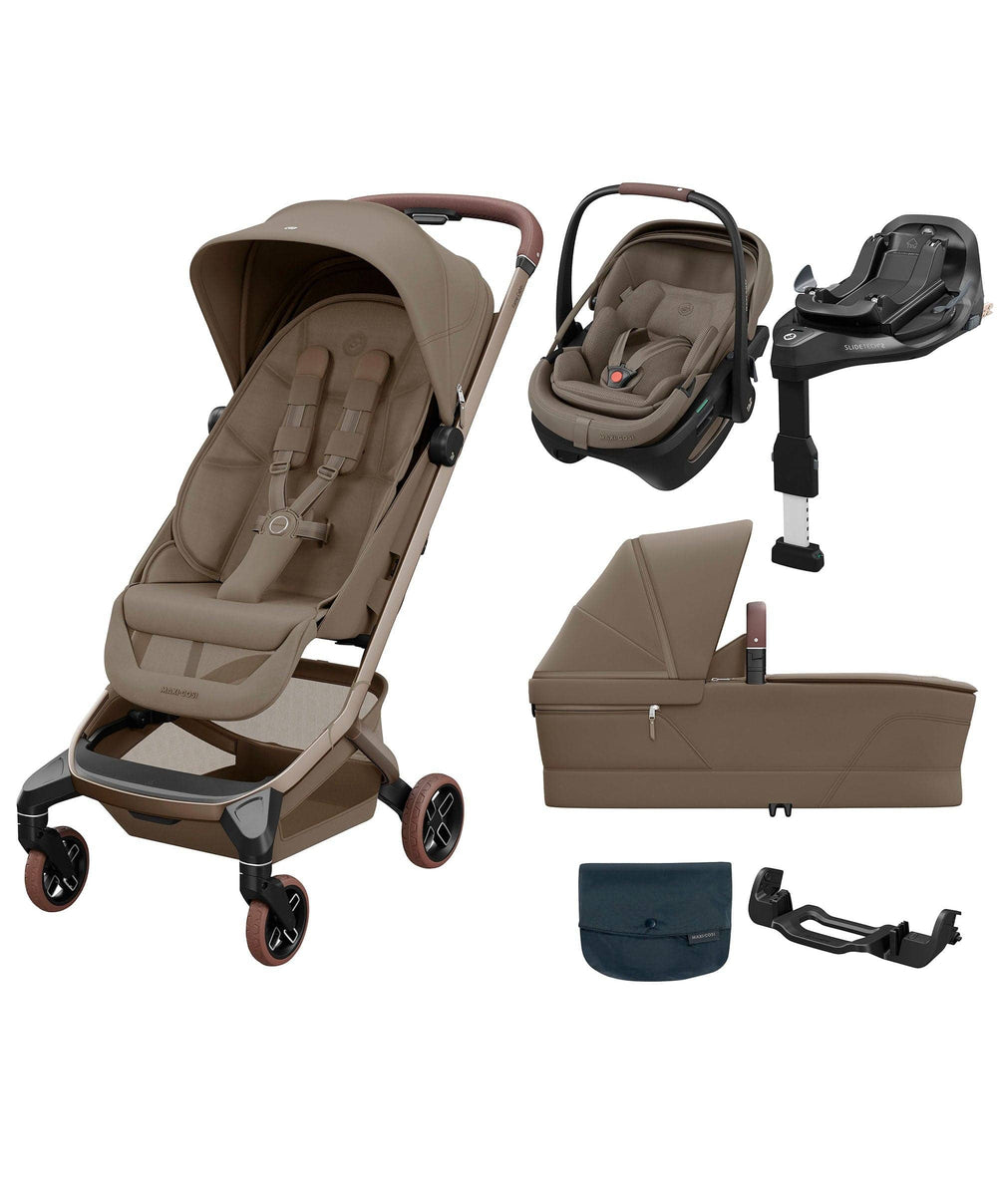 Maxi Cosi Pushchairs Maxi-Cosi Fame Cabin Pushchair Bundle with Maxi-Cosi Coral Slide Pro Car Seat &amp; Base (4 Pieces) -Truffle