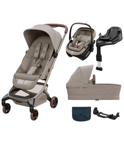 Maxi Cosi Pushchairs Maxi-Cosi Fame Cabin Pushchair Bundle with Maxi-Cosi Coral Slide Pro Car Seat & Base (5 Pieces) - Sapphire Sand