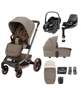 Maxi Cosi Pushchairs Maxi Cosi Fame Pushchair Bundle with Pebble 360 Car Seat (6 Pieces) - Truffle with Brown Wheels